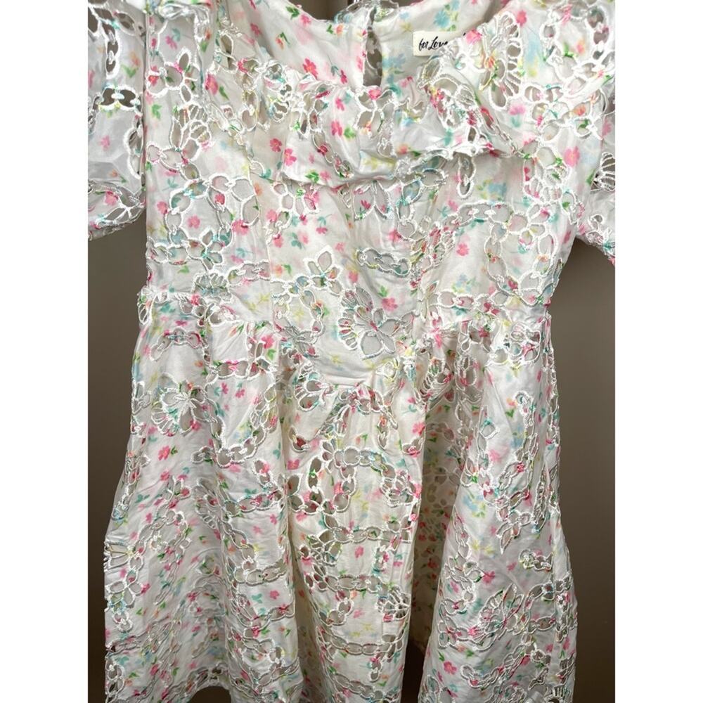 FOR LOVE & LEMONS Magnolia Floral Eyelet Ruffle Puff Sleeve Mini Dress Size XS - Picture 5 of 10